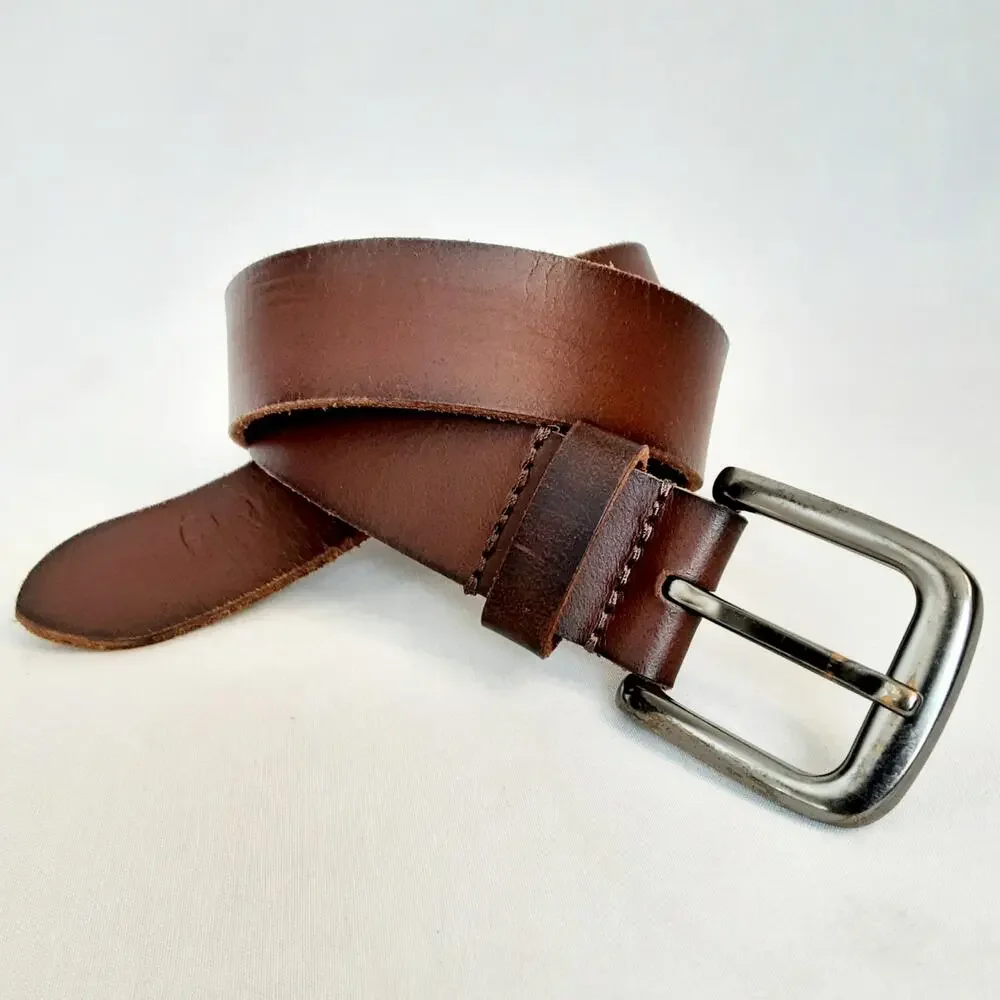 Timberland Genuine Leather Coffee Brown Belt Size 22 24 Rugged Distressed